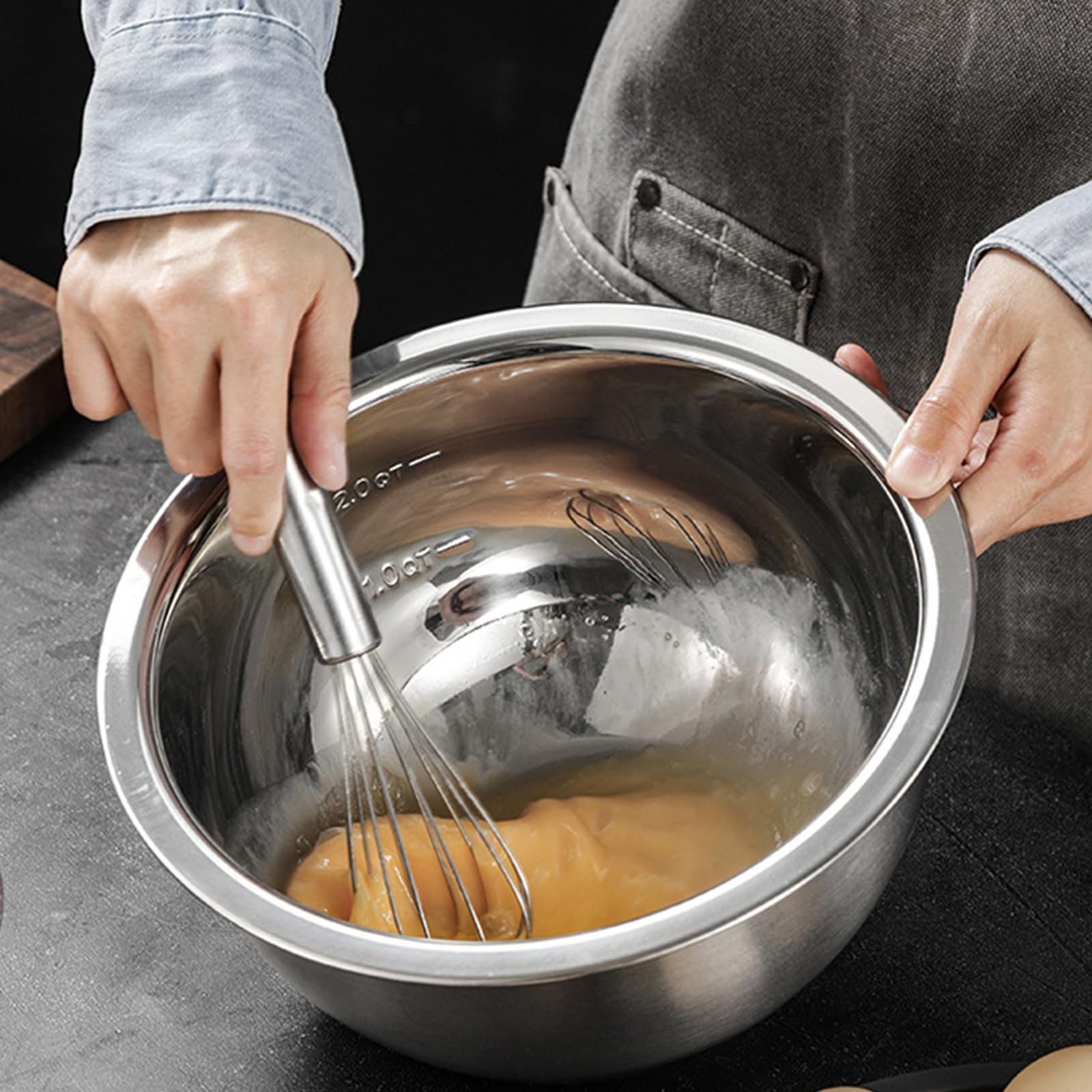 Mehrzweck-Küchenschüssel, rostfreie Stahlkonstruktion, Silikonboden, rutschfestes Design, einfach zu verstauen und aufzubewahren, zeitgenössische, rostfreie Stahl-Küchenschüssel zum Mischen und