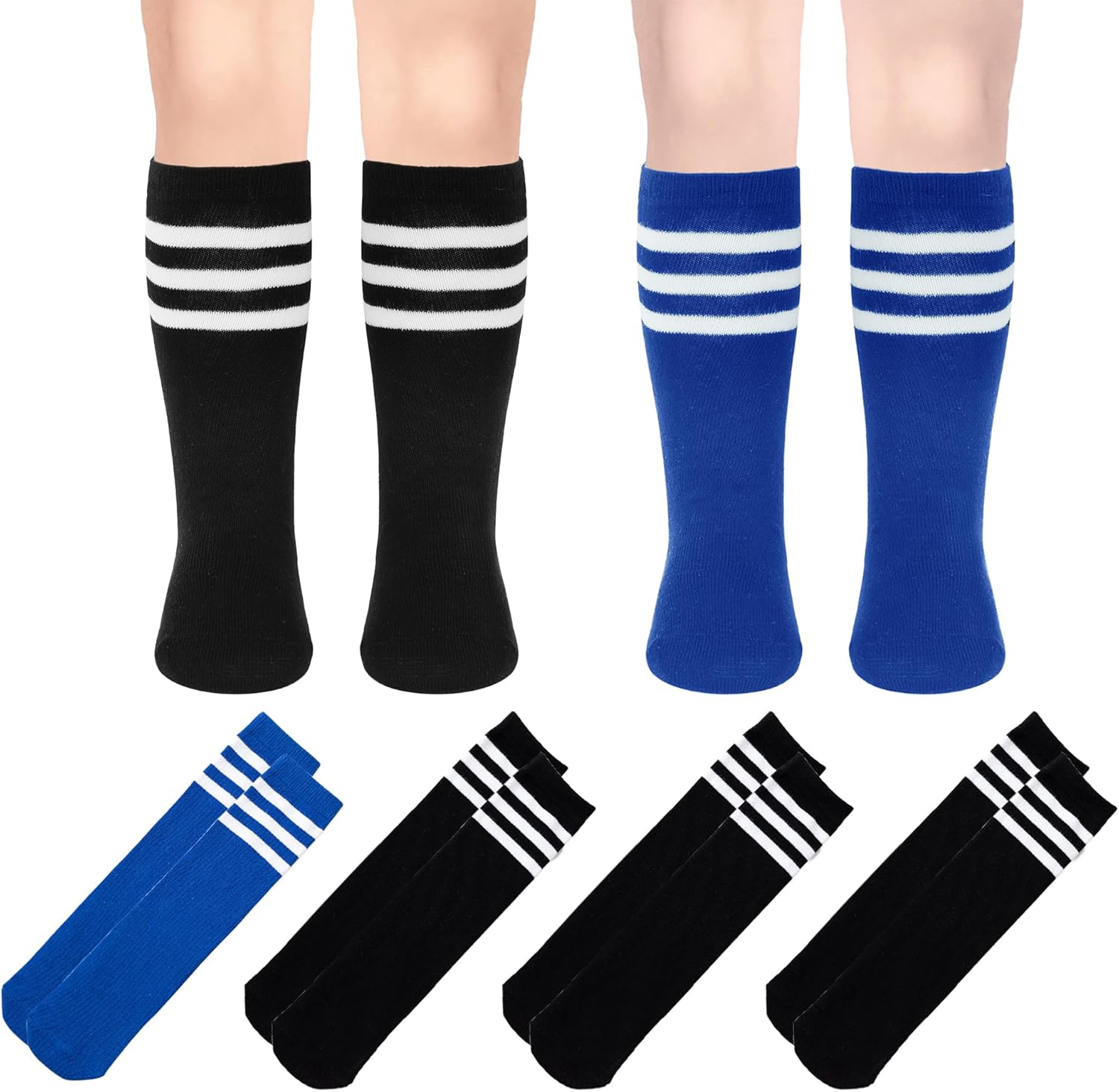 LPMOERA 4 Pairs Toddler Soccer Socks Girls Boys Baseball Softball Sock Football Knee-High Athletic Socks