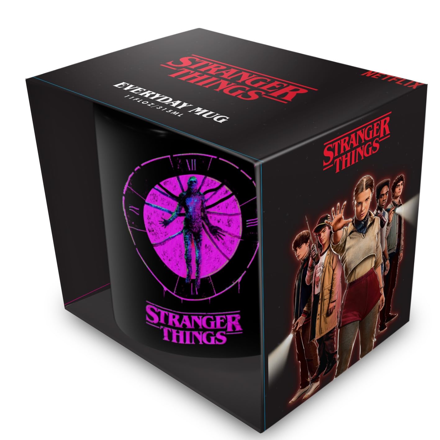 Stranger Things (Vecna Clock Black Mug, 315ml / 11oz Ceramic Cup, Official Netflix Licensed Merchandise, Premium Drinkware Gift for Fans & Collectors