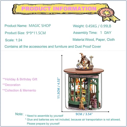 Miniatura 2 de Roroom Kit de casa de muñecas en miniatura y muebles, modelo de casa de muñecas de madera en 3D con cubierta a prueba de polvo y LED, idea creativa