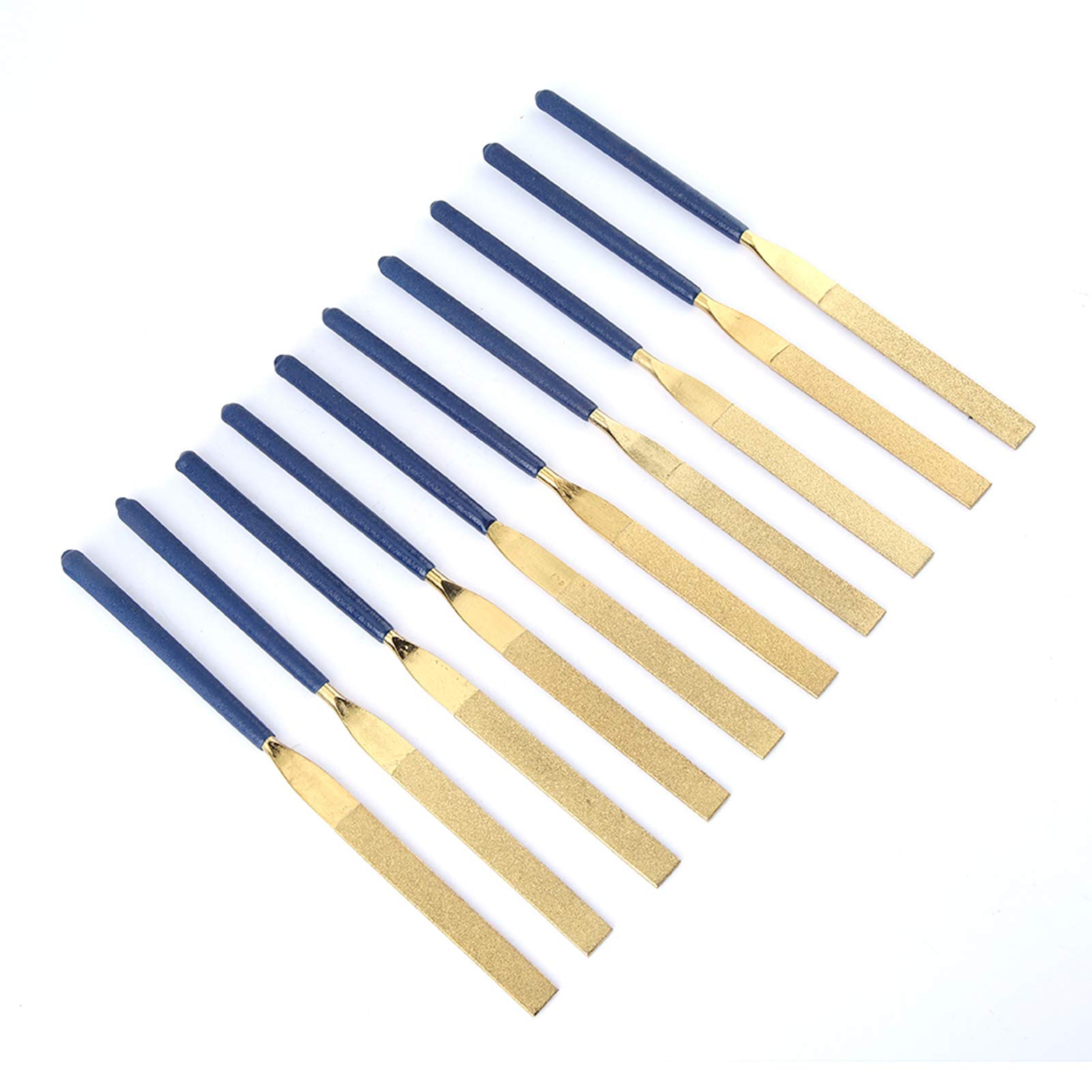 10 limas planas de diamante para reparación de joyas, herramientas de archivo de metal de alto desgaste, 5 mm x 180 mm, limas de dientes con asas ergonómicas para carpintería de metal de