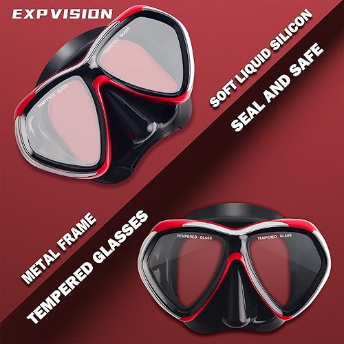 Miniatura 3 de Adult Scuba Diving Mask, Anti-Fog Snorkel Goggles Tempered Glass Swim Mask Goggles with Nose Cover Professional Snorkeling Gear for Diving Snorkeling