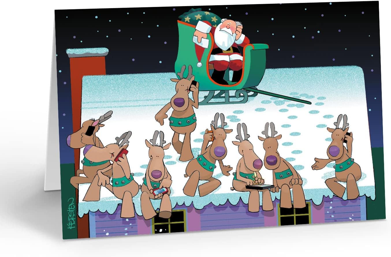 Cell Phone Break Christmas Card - Personalized Christmas Cards -36 Cards & Envelopes