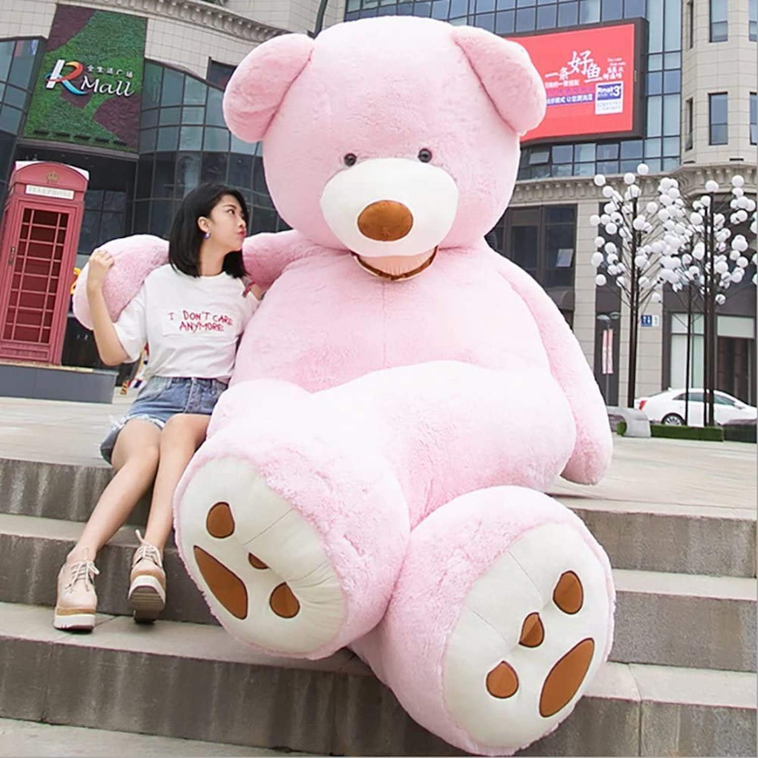 bananair Osito Gigante de Peluche (130 cm a 340 cm) 5 Colores Disponibles (Beige - Gris - Marrón - Blanco - Rosa) Enorme Osito de Peluche (Rosa, 340 cm)