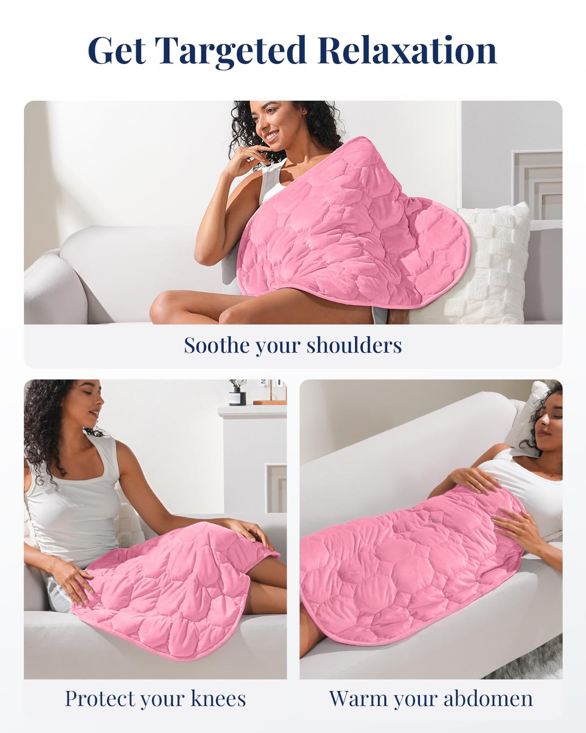 Sivio Gewichtsdecke für Erwachsene 5 lbs (2.3 kg) 74x61 cm Kristallsamt Maschinenwaschbar Rosa
