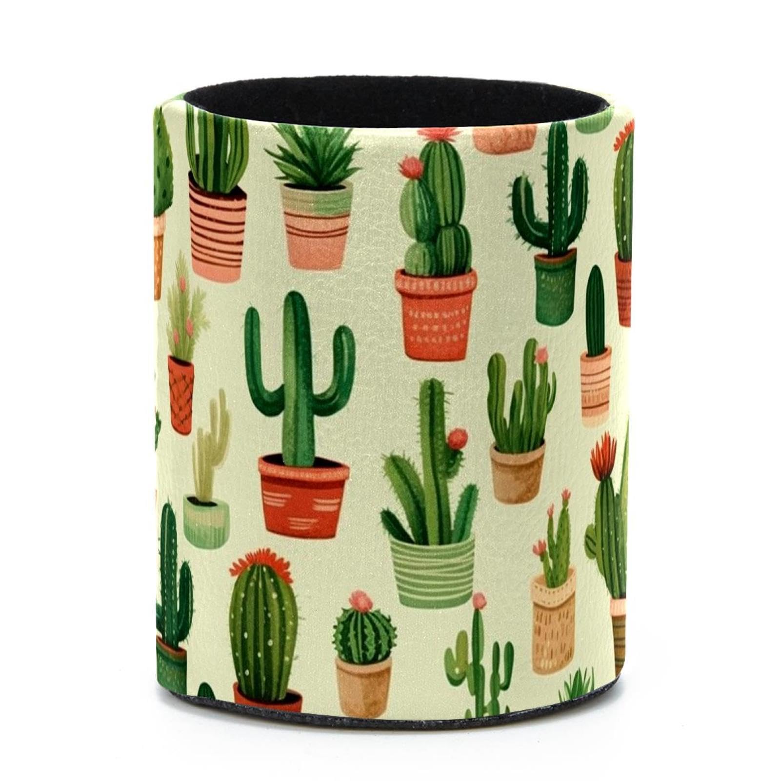 VAPOKF Round Pencil Holders for Desk, Cactus Pen Holders Pen Pot Makeup Brushes Storage Desktop Stationery Supplies Organiser for Home Office