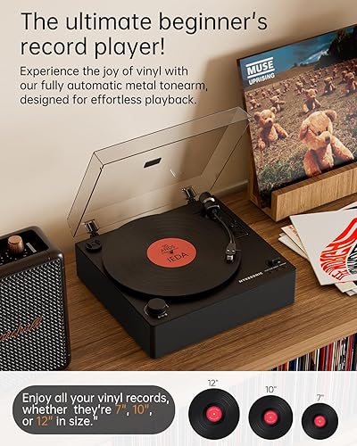 Miniatura 7 de Tocadiscos automático, tocadiscos de vinilo con transmisión por correa Bluetooth, cartucho magnético AT-3600L, entrada y salida Bluetooth, altavoces