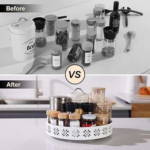 Miniatura 8 de LEMIKKLE Organizador Lazy Susan de 11 pulgadas para encimera de gabinete, estante de almacenamiento giratorio para cocina, plato giratorio,
