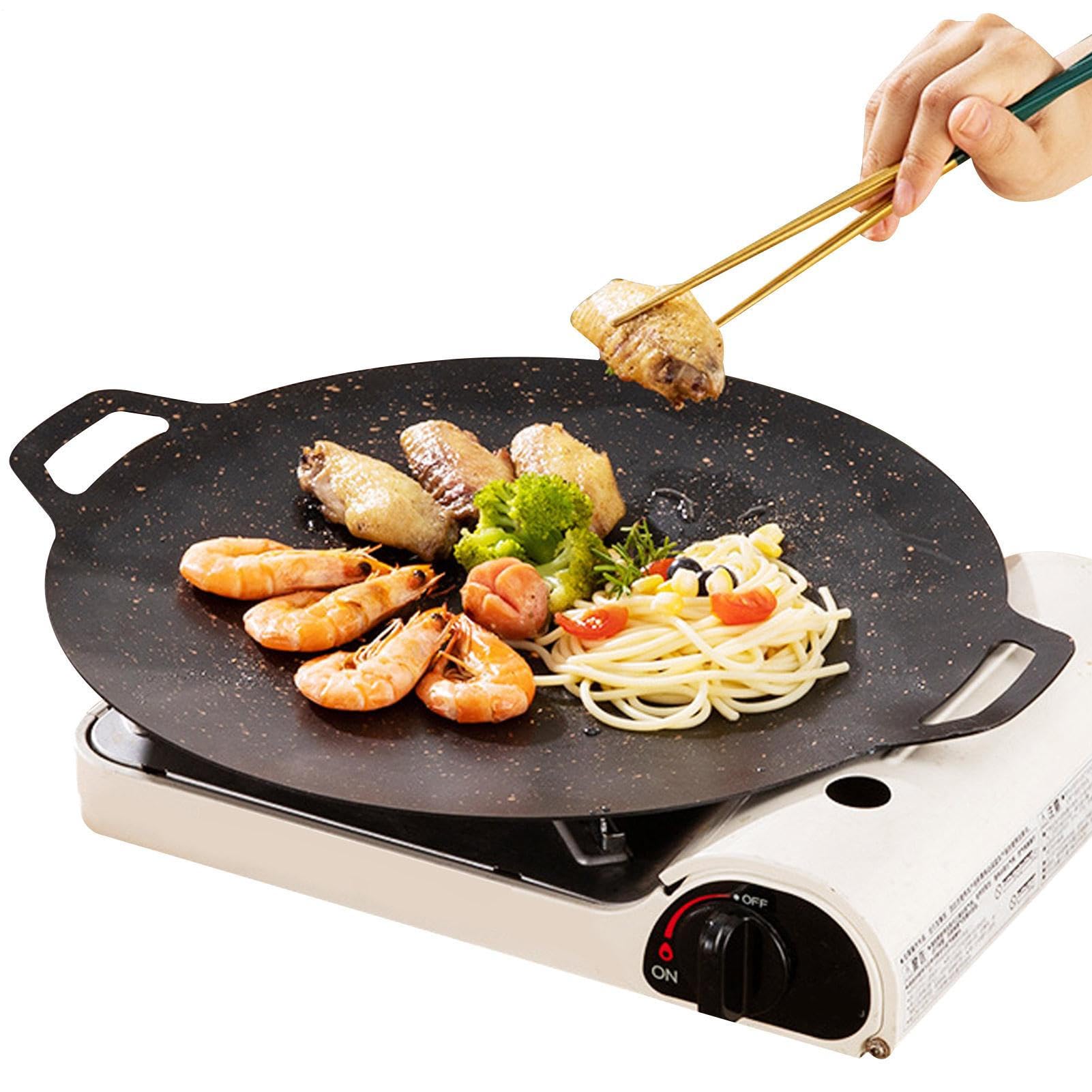 Padella coreana, 34 cm, rotonda con rivestimento antiaderente, per barbecue coreano, per interni o esterni