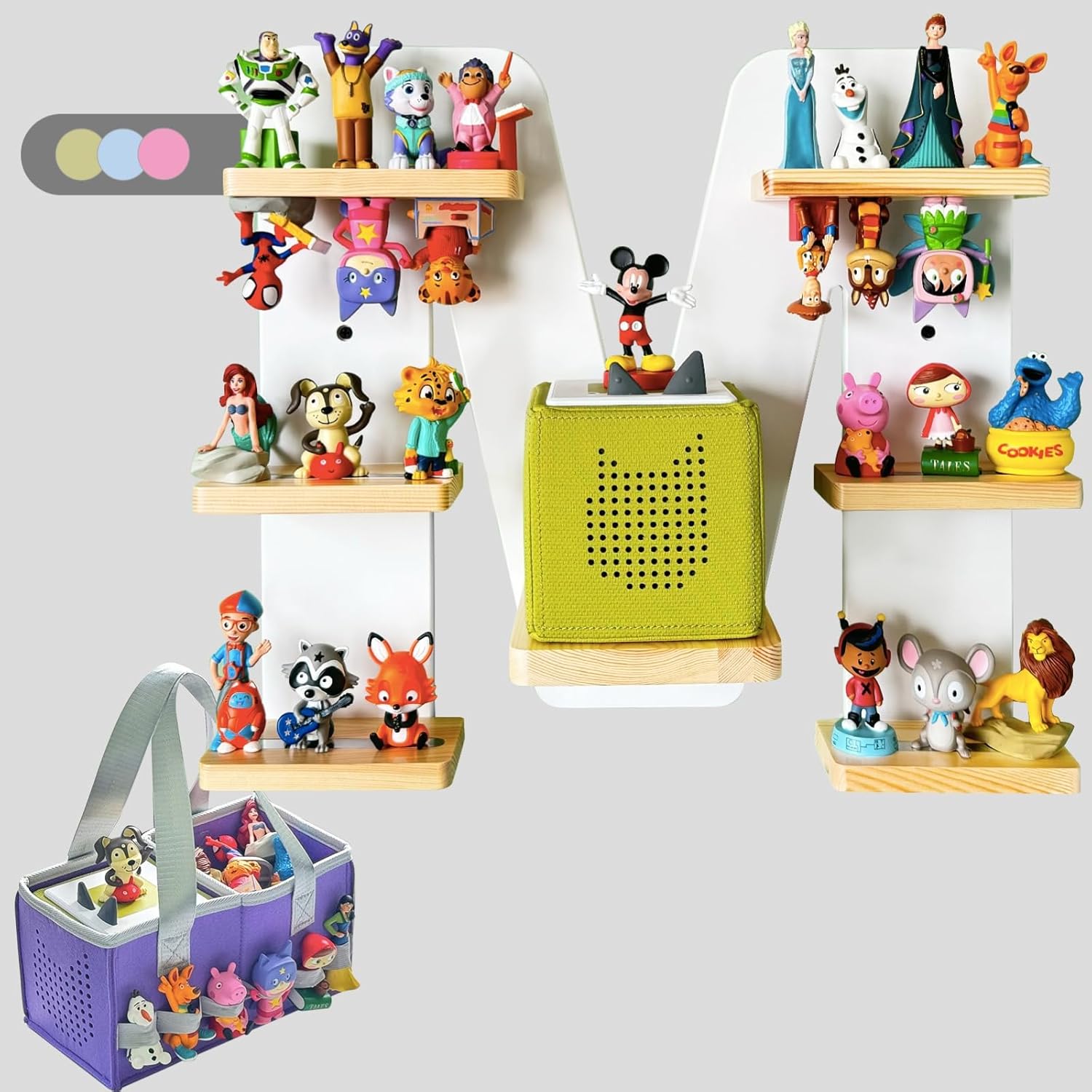 Tonie Shelf for Tonie and Tonie Box - Magnetic Tonie Wooden Floating Shelf for Tonie Storage, Tonie Box Shelf Wall Mounted for Kids (White)