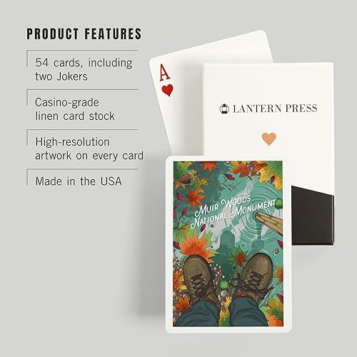 Miniatura 3 de Lantern Press Muir Woods National Monument, California, actividades al aire libre, primeros planos de senderismo, colores de otoño (52 cartas de
