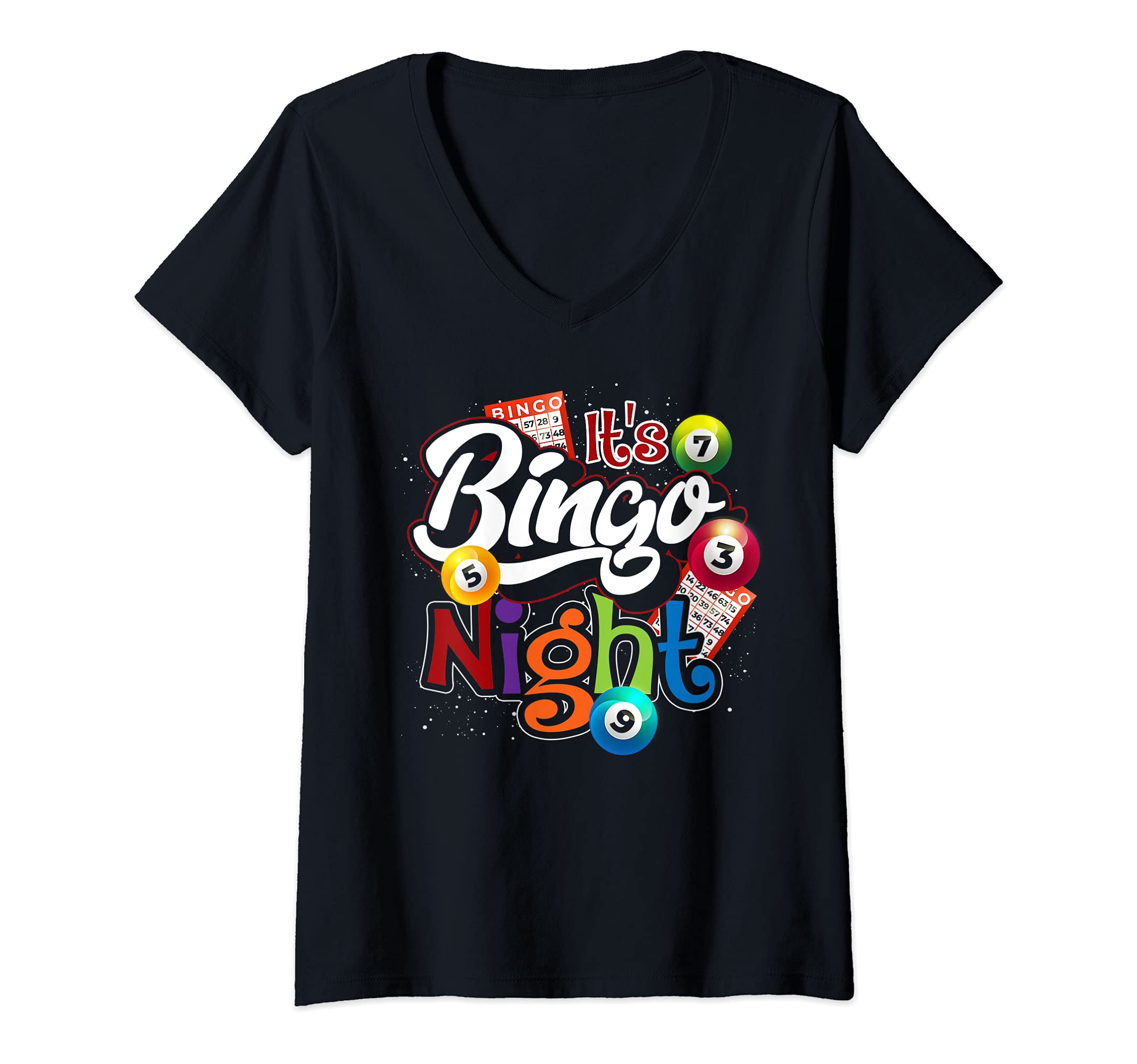 Womens Bingo Night Gift Bingo Player Lottery Winner Gambling Bingo V-Neck T-Shirt