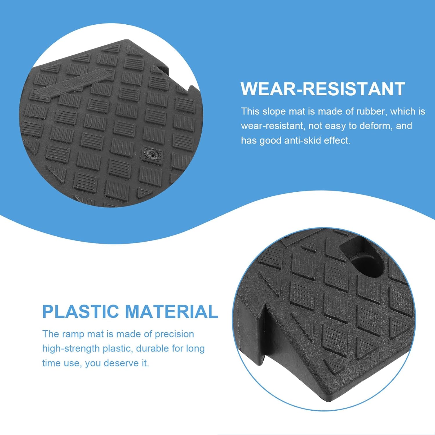 Rubber Car Ramp Mat 26X40X16 CM Black, Portable Outdoor Loading Curb Ramp Cushion for Driveway, Motorcycle Powersports Accessories