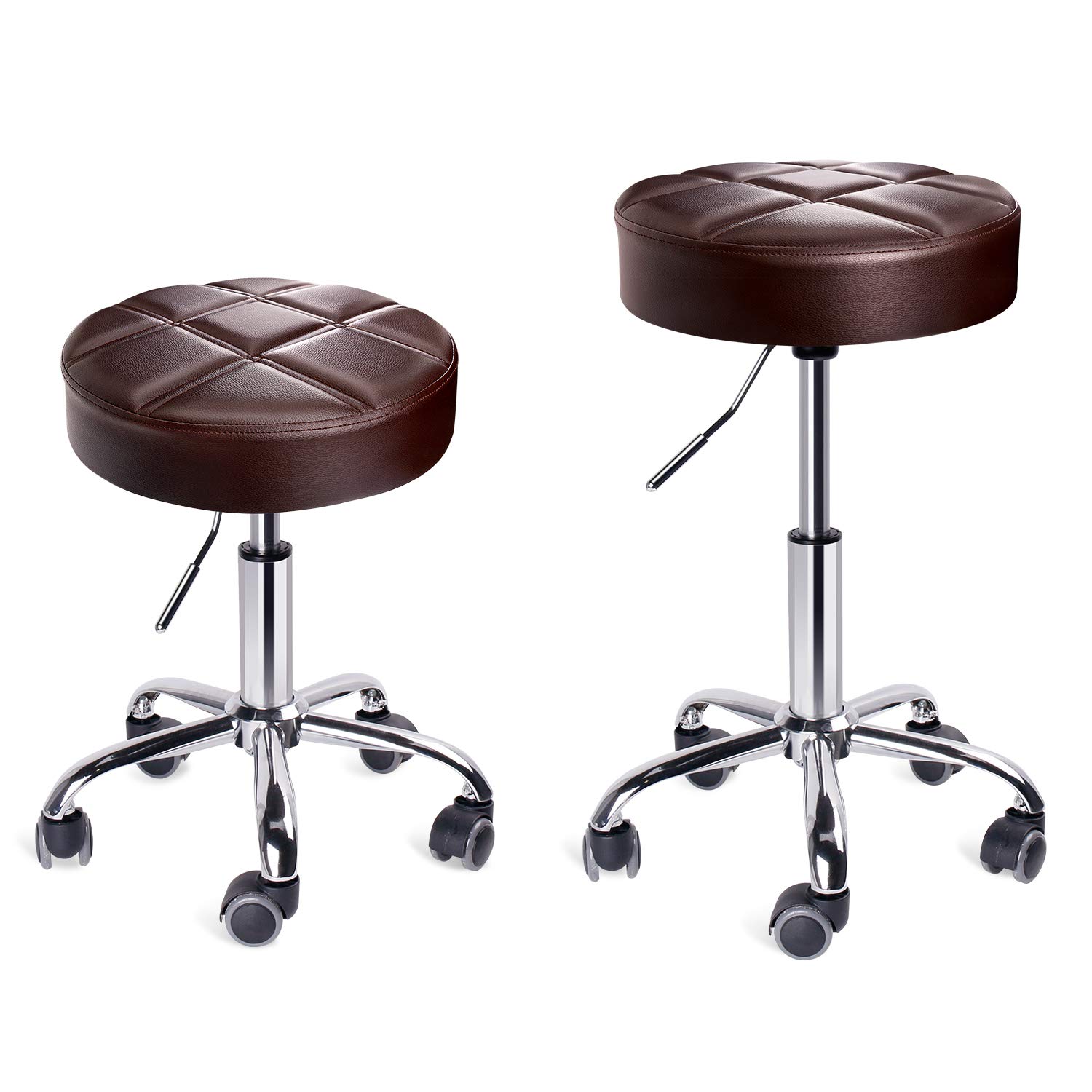 Sgabello da Bar con Ruote Regolabile Girevole Similpelle Portata 113.4kg | Cilindro a gas certificato SGS, ruote silenziose, altezza regolabile, 360° girevole, adatto a uso domestico e commerciale