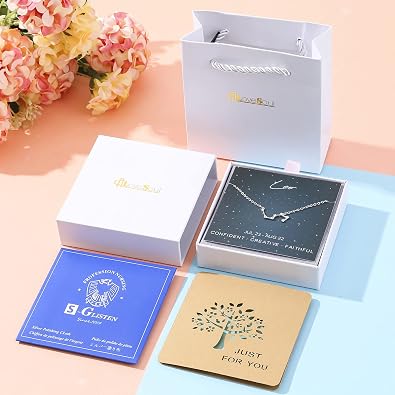 925 Sterling Silver Constellation Horoscope Zodiac Necklace, Gift for Women Girls