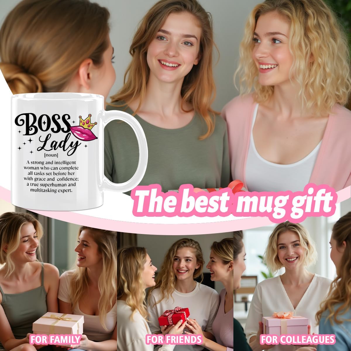 Best Boss Gifts for Women, Office Coffee Mug, Inspirational Boss Lady Mug, Ceramic Cup, Appreciation Gifts for Women Her Friend Coworker Employer Christmas Birthday Gift 11oz White - Image 6