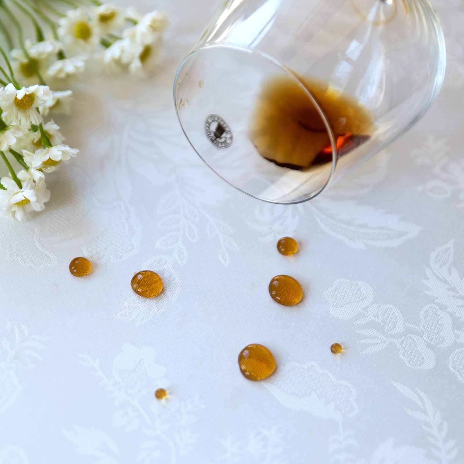 Tovaglia rettangolare in pizzo bianco di alta qualità, impermeabile, resistente a olio e fuoriuscite, antirestringimento, morbida e antipiega per tavolo da cucina, sala