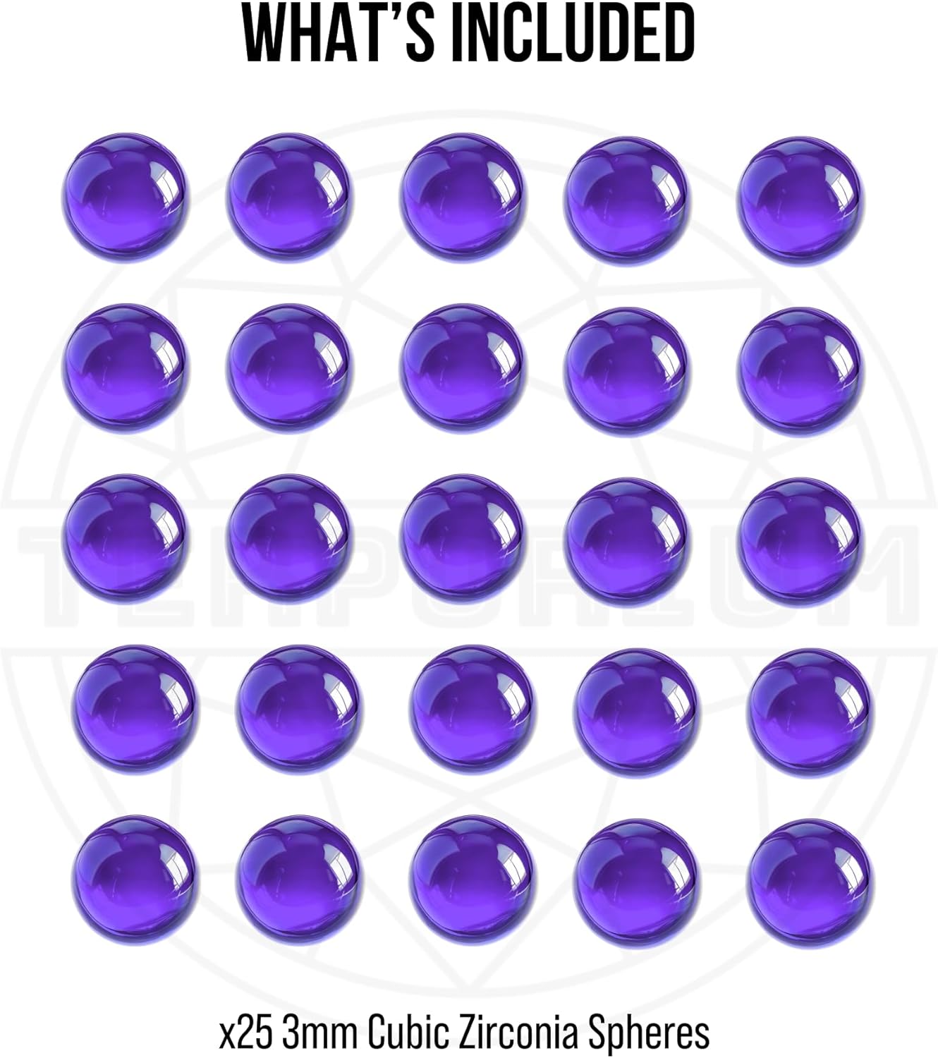 Violet 3mm Spheres (Pack of 25) | 100% Cubic Zirconia | Smooth Flawless 3mm Round Beads Without Holes | Perfect for Arts, Crafts, & Jewelry