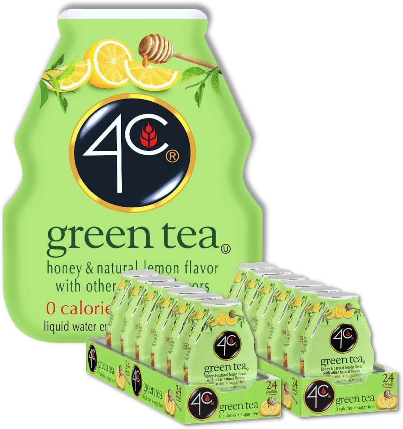 4CSugar Free A Liquid Water Enhancer 12 Pack, Premium Natural Flavors, 0 Calories (Green Tea, 1.62 Ounce (Pack of 12))
