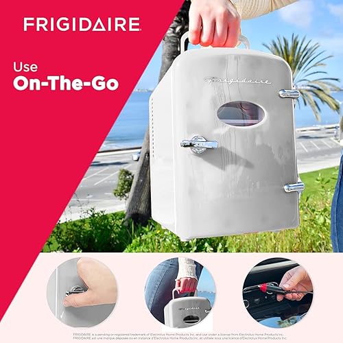 Miniatura 3 de Frigidaire Mini refrigerador personal retro EFMIS229-Moonbeam, de 6 latas/4L, incluye cable para el hogar y 12 V, capacidad de 4 litros para enfriar