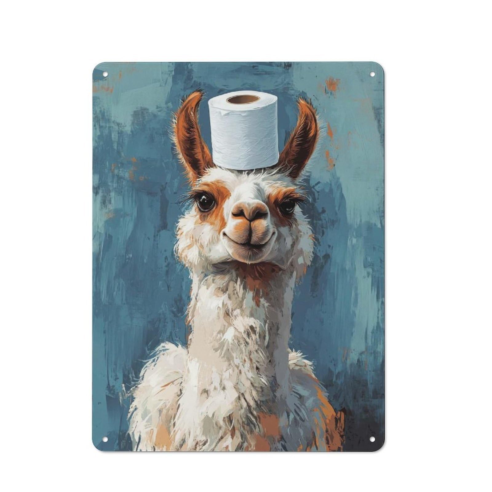 Junmoney Style-10 Llama With Toilet Paper Hat Decorative Tin Sign 40X30cm, Old Fashioned Vintage Wall Decor For Lounge, Study, Pub Or Wall Gallery