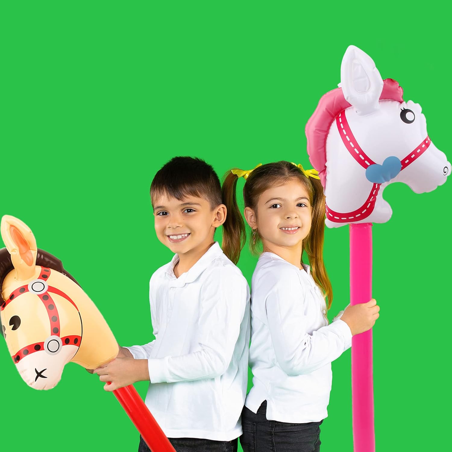 20 Pcs 40 Inch Horse Inflatable Stick Inflatable Cowboy Cowgirl Pony Stick Horse Head Stick Balloon for Christmas Birthday Pool Horse Theme Party Decor Supplies Favors, 2 Colors