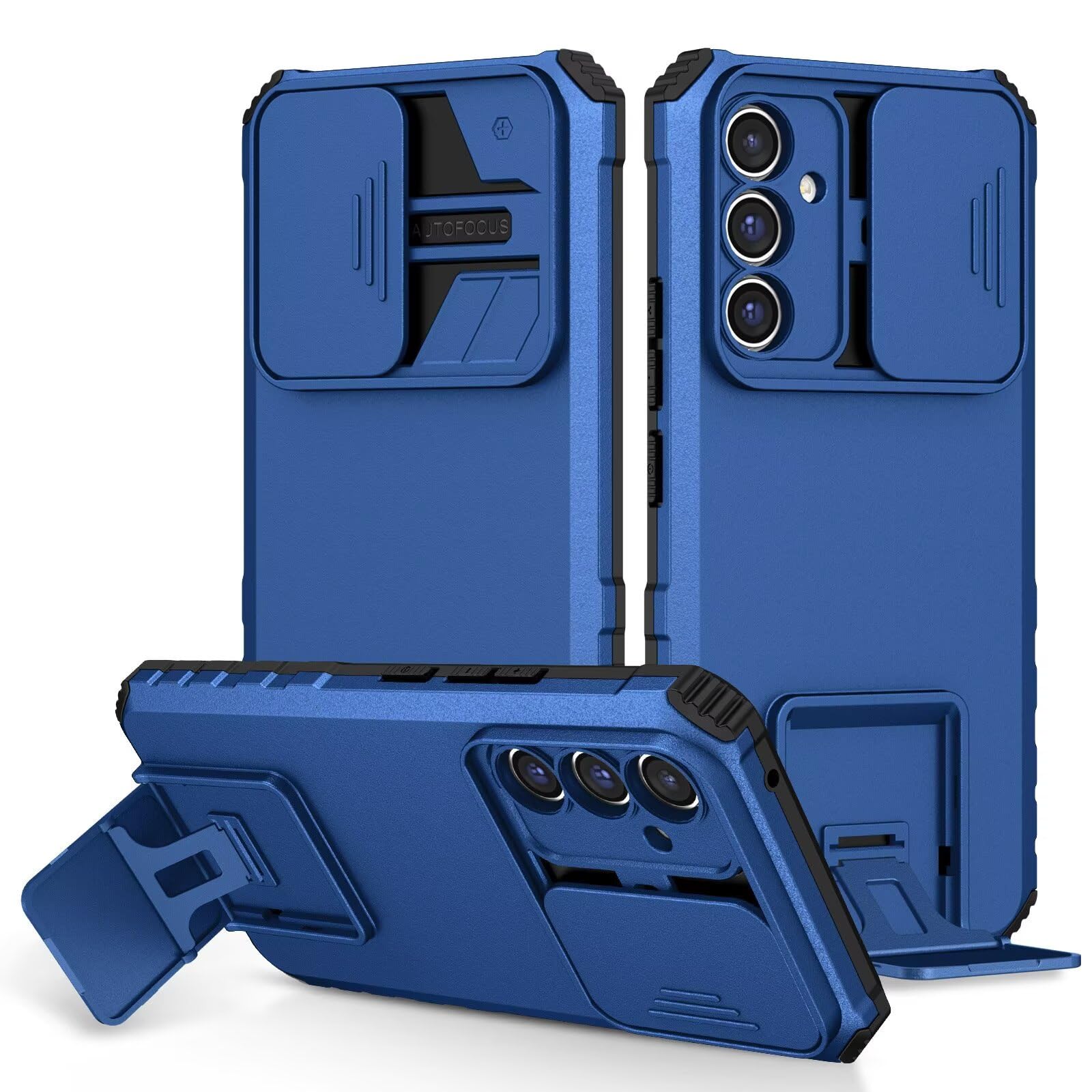 Case for Galaxy A36 5G,Military Protection [Built-in Kickstand] Dual-Layer Heavy Duty TPU+PC Shockproof Antiskid Sliding Lens Phone Case for Samsung