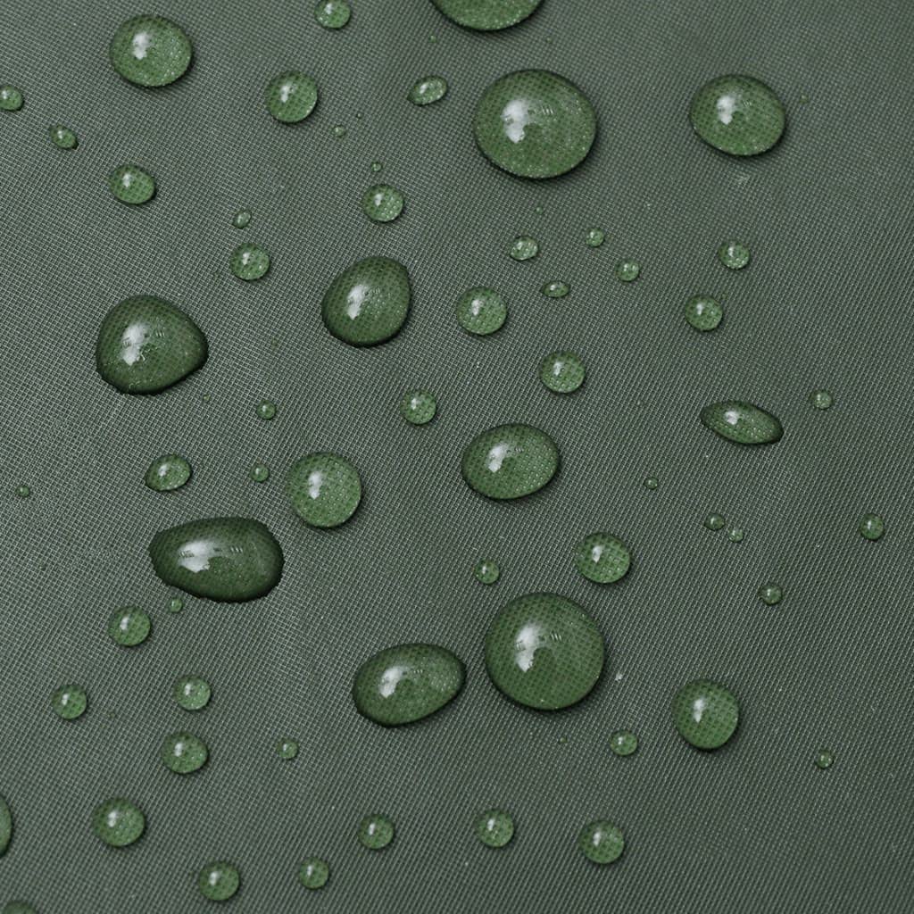 Manteau de Pluie Long Vert Taille L en Polyester Enduit PVC avec Capuche, Poches à Rabat, Poignets élastiques, Protection Pluie tempête pour randonnée Camping Travail Plein air