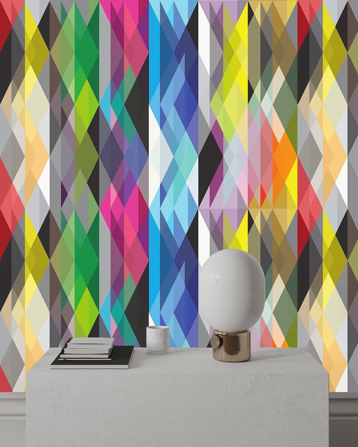 Papier peint Prismi coloré aux motifs géométriques et teintes vives