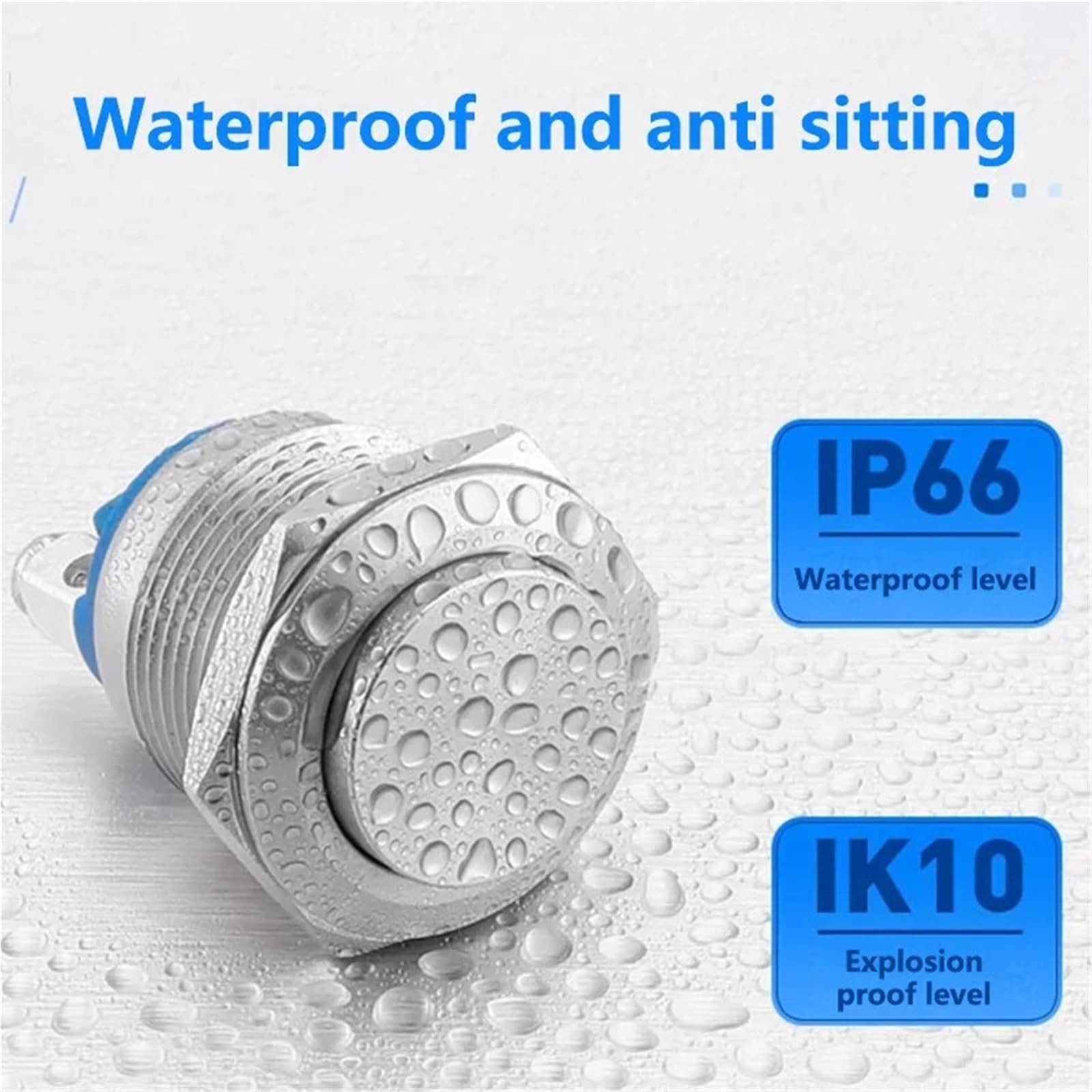 5/20 Stück 16 mm wasserdichter Momentan-Reset-Drucktastenschalter(Round Head,5pcs)
