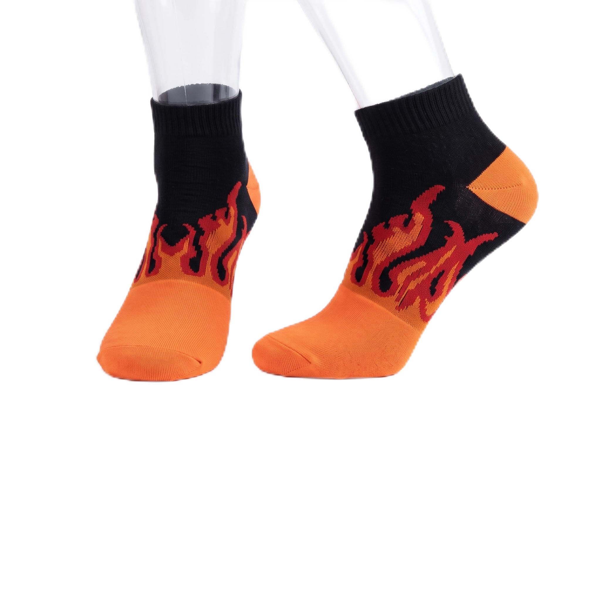 Men's Premium Cotton Ankle Socks | Breathable Fire Flame Patterned Athletic Sports Short Socks | Cool Hip Hop Streetwear Skater Socks Combo - Pack of 7 (Multicolor)-image-20