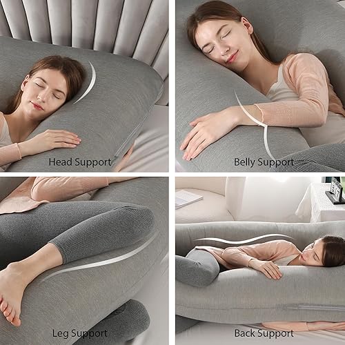Miniatura 5 de Amagoing Almohadas de embarazo con funda de enfriamiento, almohada de cuerpo completo en forma de U para dormir, soporte para espalda, piernas,