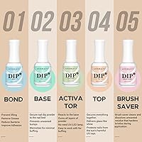 Vista 4 de AZUREBEAUTY Juego de 5 polvos de inmersión líquidos – 0.5 fl oz/0.5 oz de gran capacidad, capa base de inmersión, capa superior, bono, activador