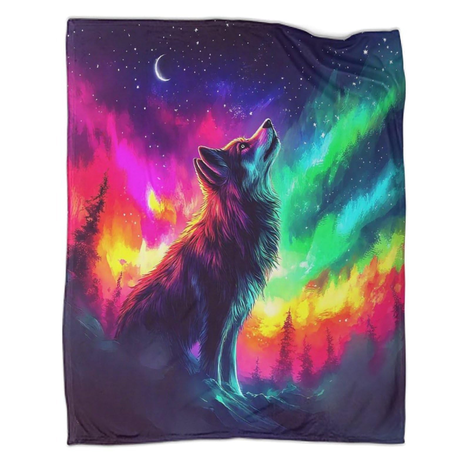 Plaid loup 3D couverture flanelle voyage et camping pour enfants nomades