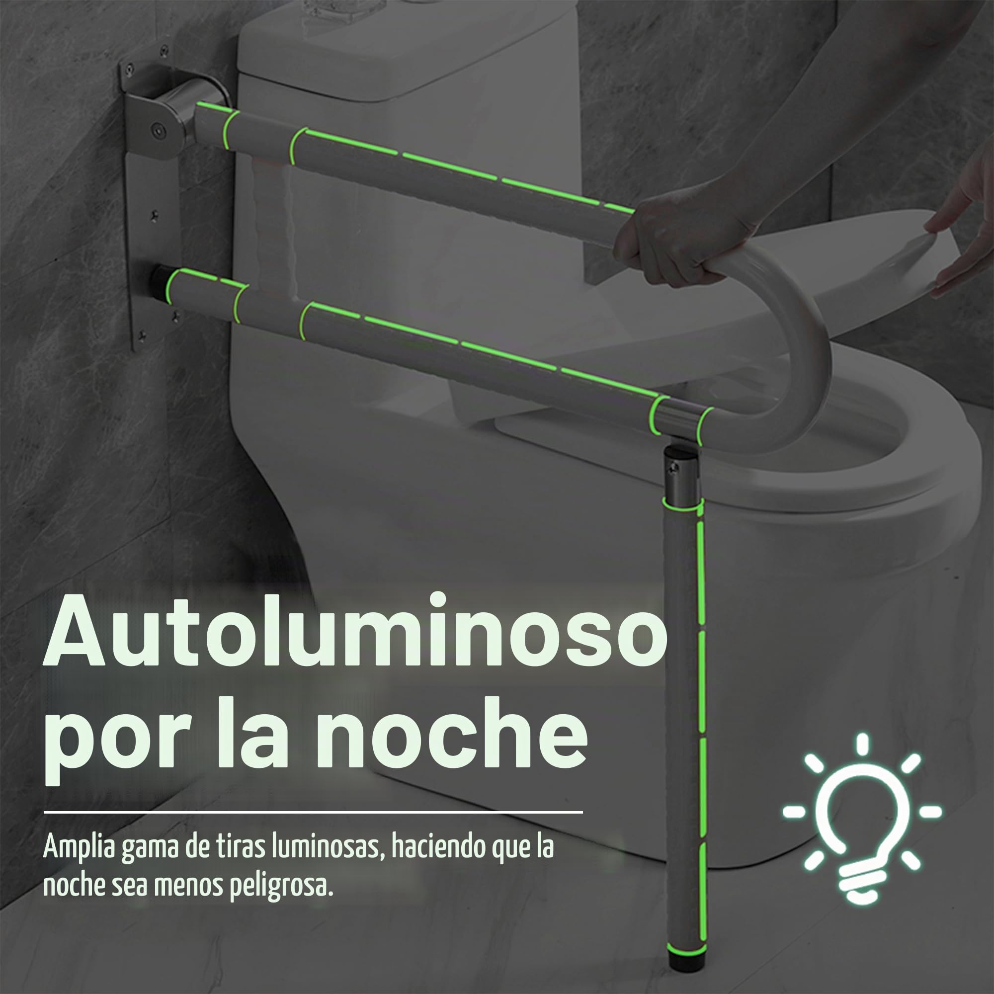 ITSOGOO Barra Abatible Baño Minusválido 60x70cm Agarrador Ducha Personas Mayores,Acero Inoxidable,Asidero de Seguridad para Baño,Soporta Hasta 300kg Blanco