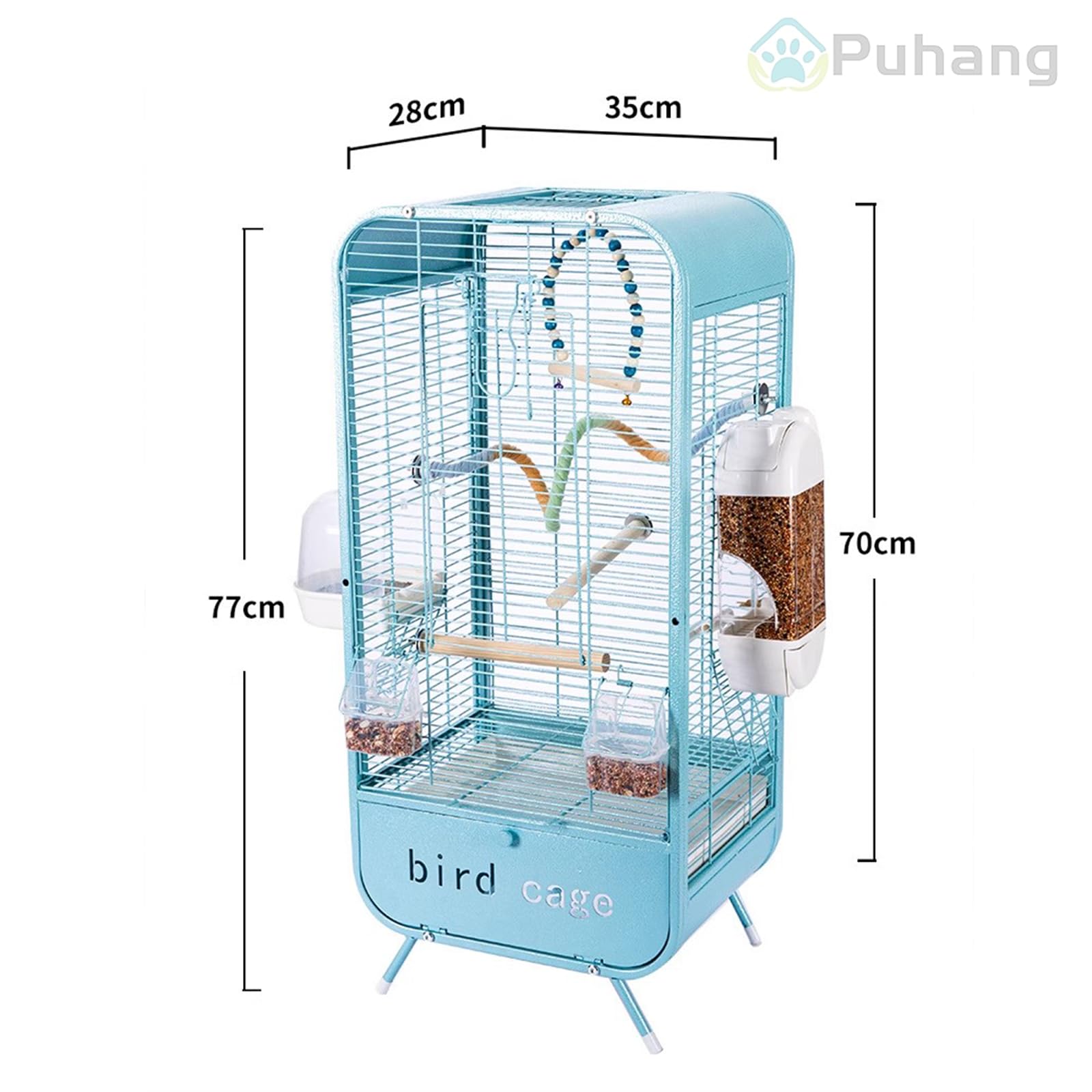 Amazon | 鳥かご 鳥ケージ 中型 鳥小屋 35×28×77cm 可愛い 天窓付き