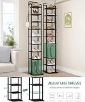 Hzuaneri 10 Tiers Vertical Shoe Rack, Narrow Shoe Tower, Tall Shoes Shelf with 2 Hooks, Adjustable Shelves, Corner Shoes Shelves for Small Spaces, Entryway, Living Room, Black SR11204B