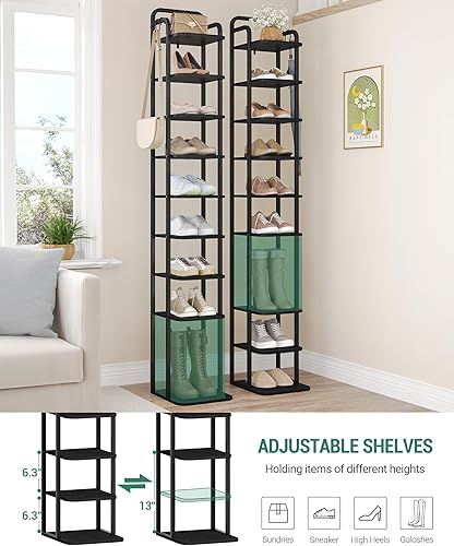 Miniatura 4 de Zapatero vertical, estantes para zapatos, organizador de zapatos de madera para armario, entrada, torre de zapatos para espacios pequeños, de pie,