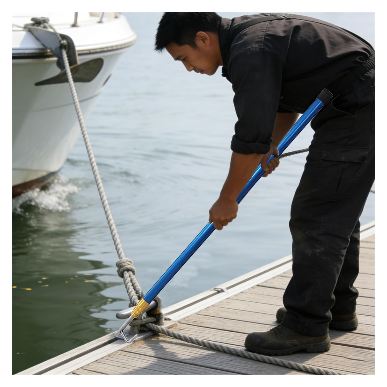 AMUFJJ Gancio per Barca Bastone per Asta da Attracco Regolabile in Fibra di Vetro, Gancio per Barca Telescopico per Carichi Pesanti Che Spinge L'Asta della Barra Trazione(1 Pack,400cm/13.1ft)