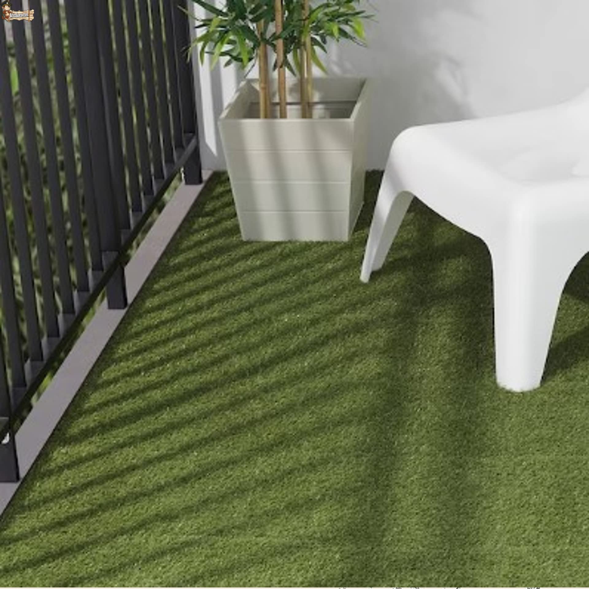 BricoLoco.com Lot de 6 dalles extérieures en plastique gazon artificiel. 30 x 30 cm. Embrassable. Pas de ruban adhésif double adhésif, colle, piquets ou clous. Jardin, terrasse, cour.