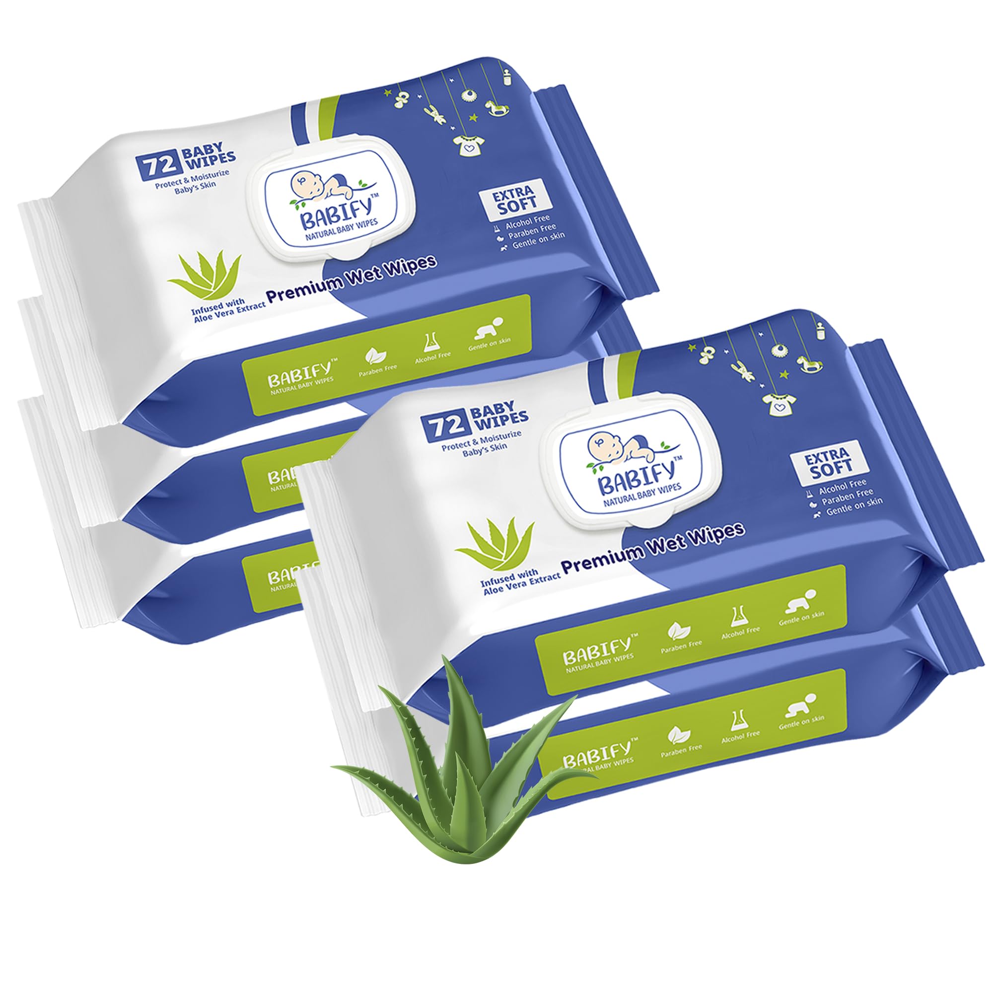 MSBW Babify | Alcohol & Paraben Free |Premium Baby Wipes With Aloe Vera & Coconut Oil Counts (Pack Of 5 X 72) (360 Wipes)-image-12