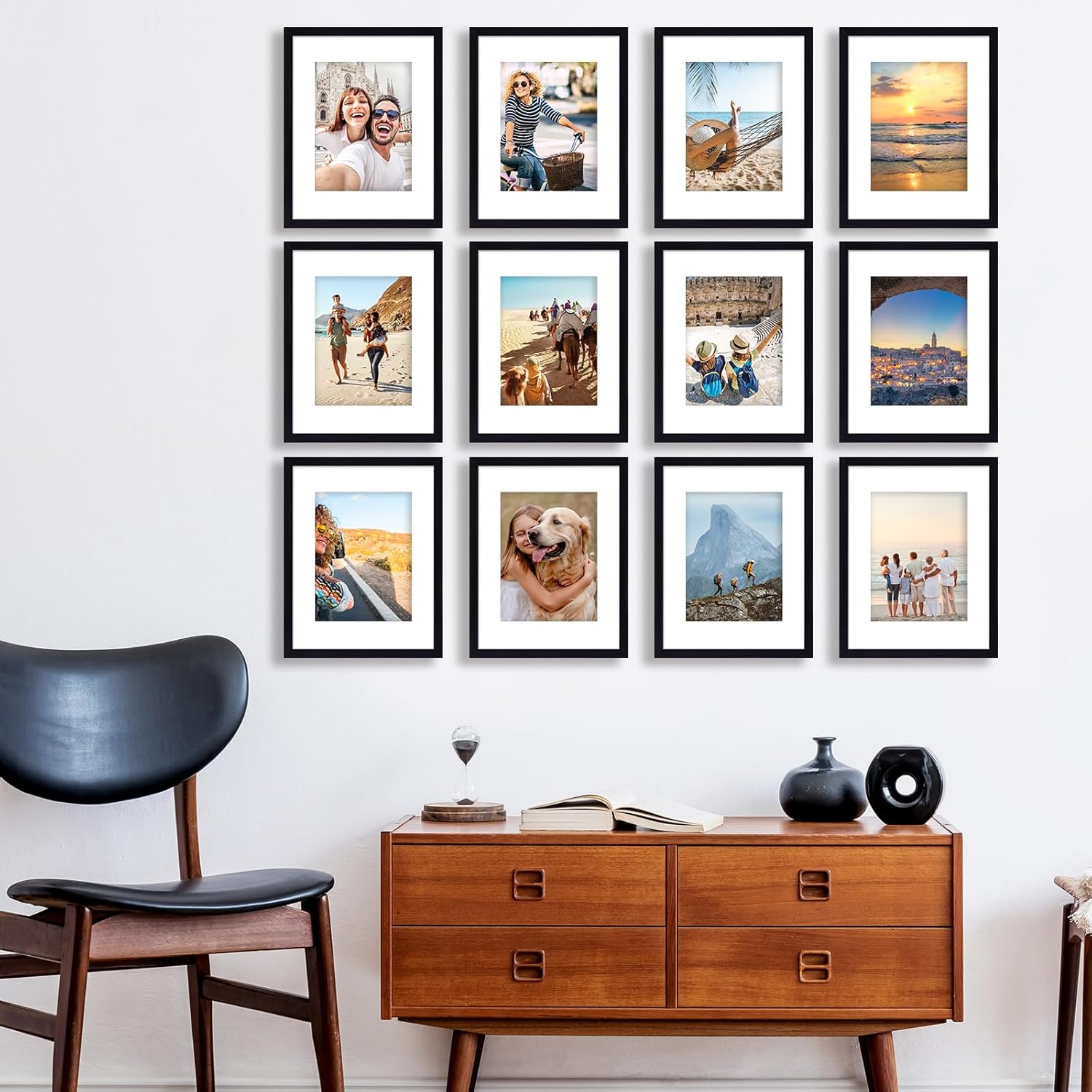 Fixwal 8.5x11 Picture Frame Set of 12, 8.5 by 11 Photo Frames with Shatter Resistant Plexiglass, Classic Thin Border Black Frames for Home Office Decor Wall or Tabletop Display Certificates, Documents