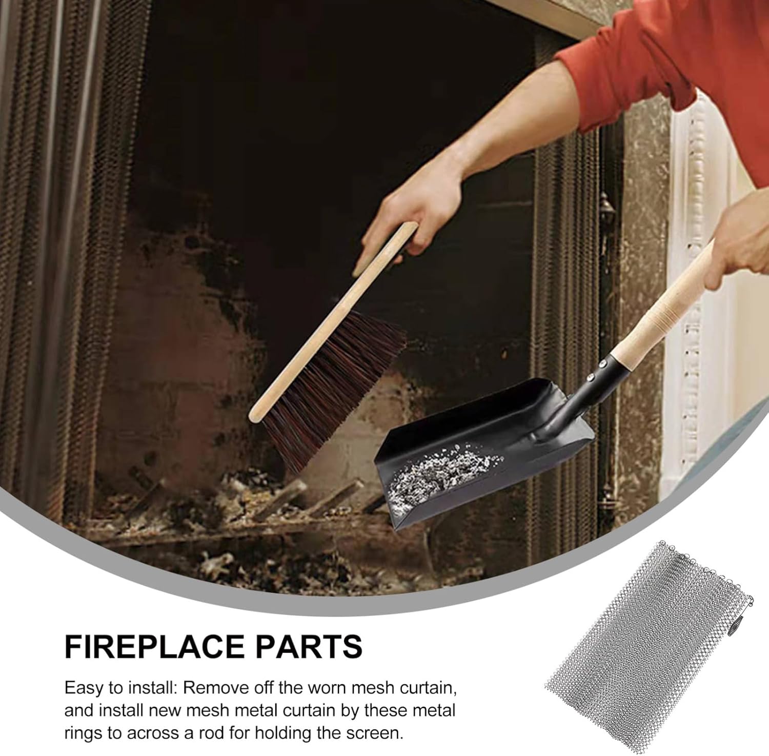 2pcs Fireplace Accessory Mesh Fireplace Screens Heavy Duty Screen Curtains Fire Doors