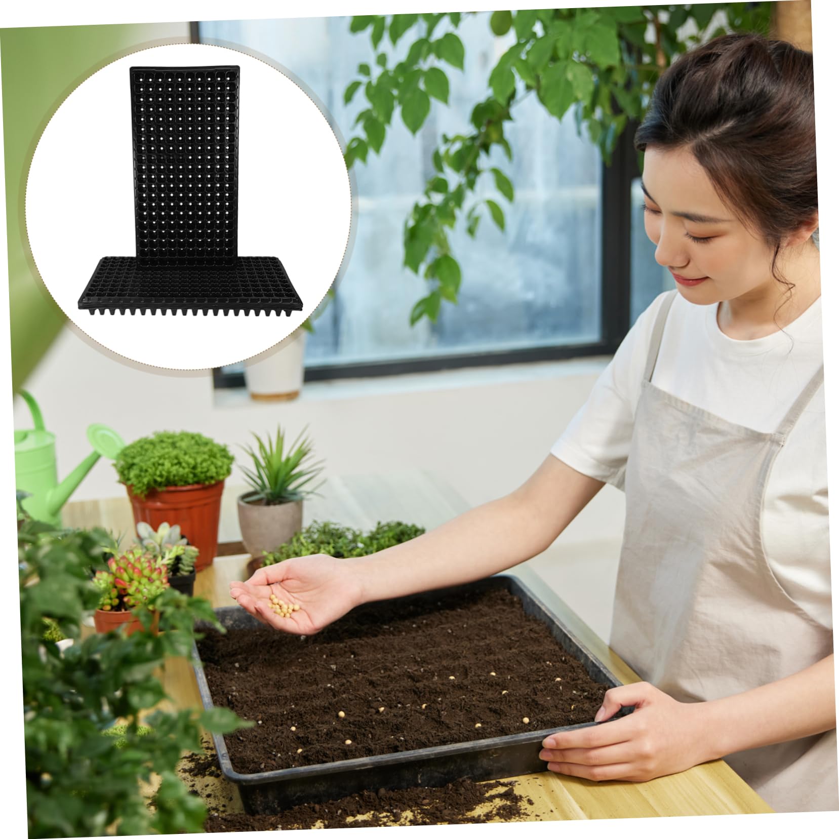 BESTonZON Plateau de Culture de Semis 10 Pièces PVC Noir 200 Cellules