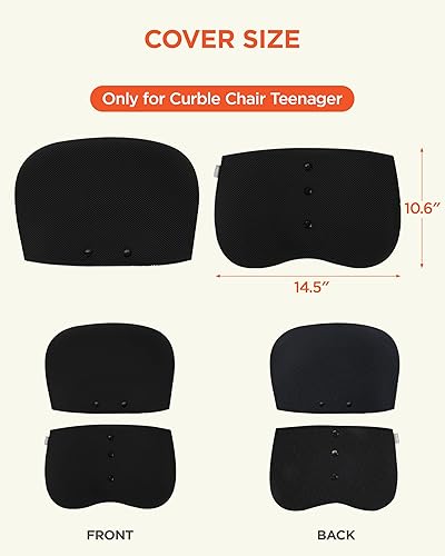 Miniatura 2 de curble Funda más ancha, funda desmontable para silla de adolescente, soporte ergonómico para respaldo de silla y soporte lumbar (funda negra)