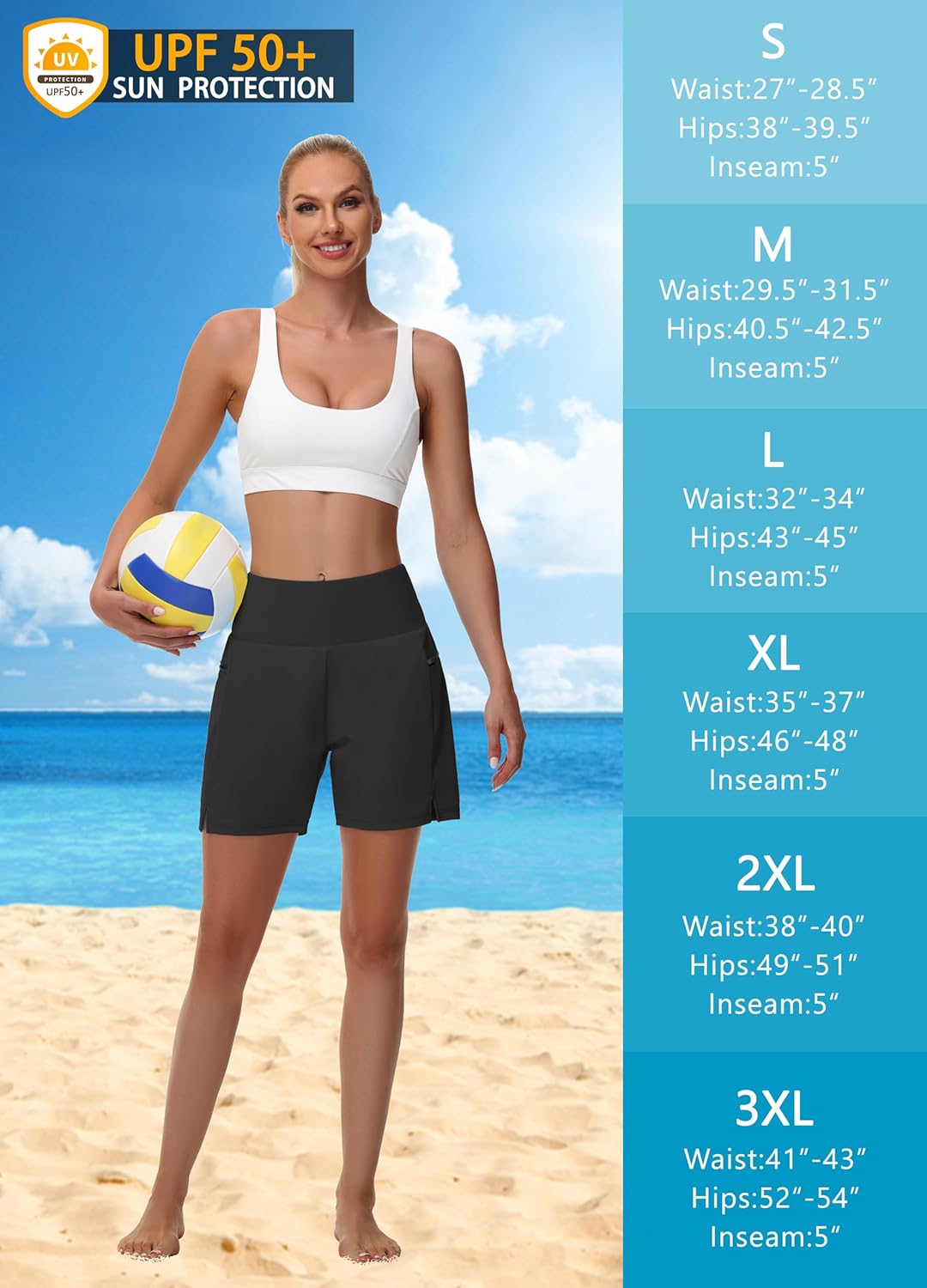 Women's 5" Swim Shorts Black - Image 6