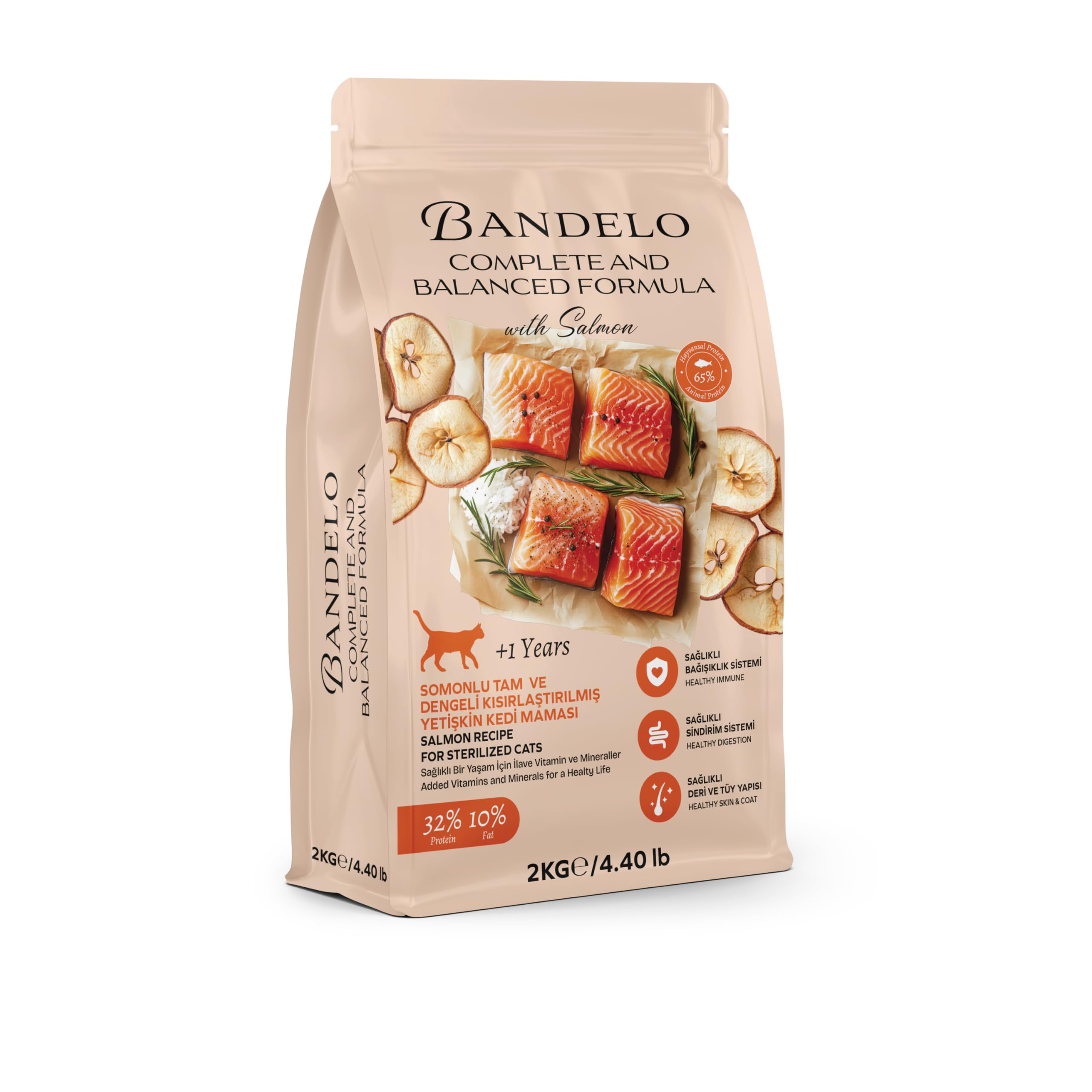 Kısırlaştırılmış Somonlu Yetişkin Kuru Kedi Maması 2 Kg - Vitamin İlaveli Tam ve Dengeli Kilo Kontrolü, Yüksek Hayvansal Protein İçerikli Kuru Mama