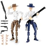 Titan 13 Action Figure, Cowboy Already Assembled T13 Dummy Action Figures for Boys, 2-Pack Cowboy 5.4 inches T Lucky 13 Action Figure, Figura de acción t13, Brown & Blue