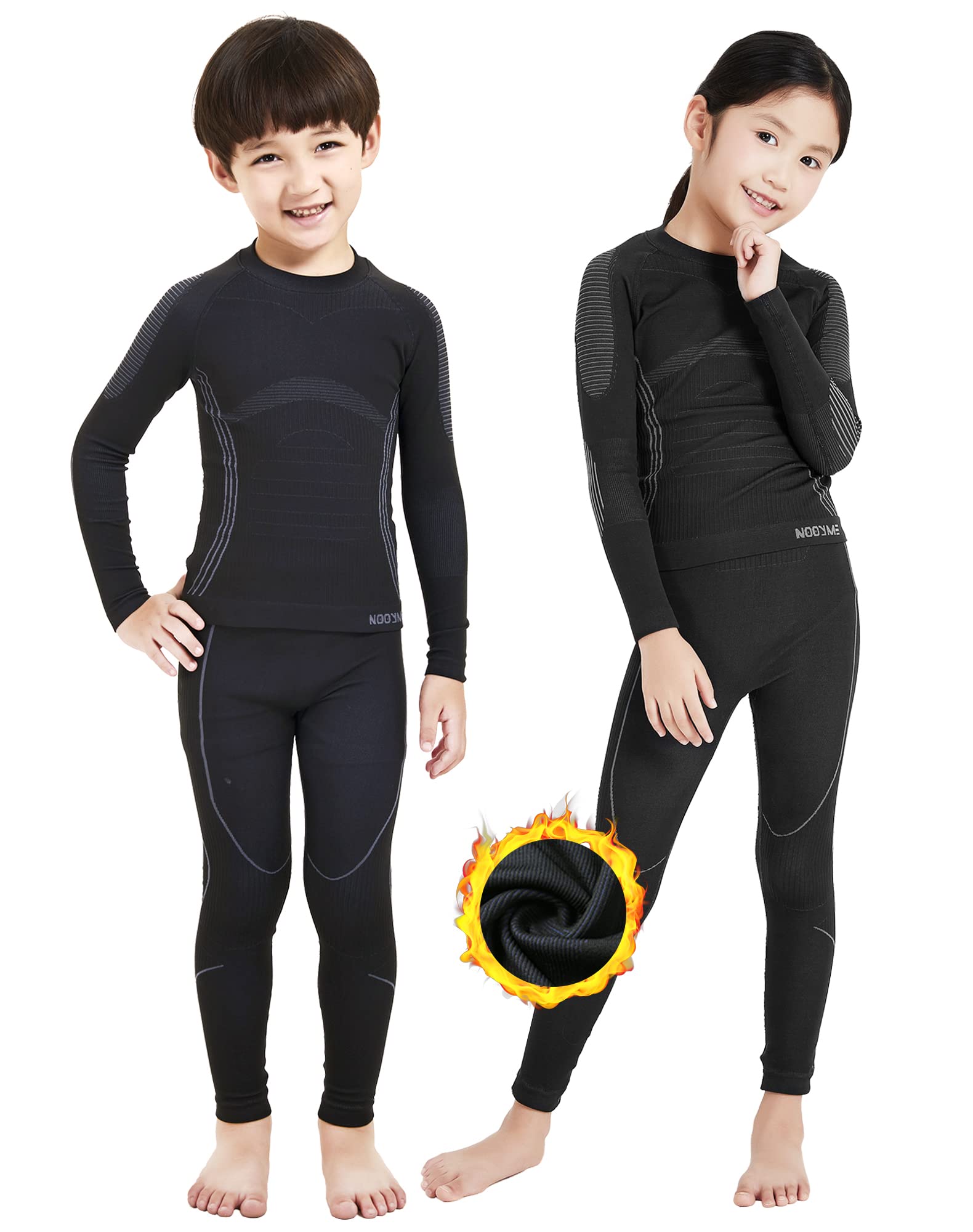 NOOYME Intimo Termico Bambino Biancheria Intima Termica Bambina Pantaloni e Maglia Termica Traspirante Asciugatura Rapida per Sci Corsa Calcio