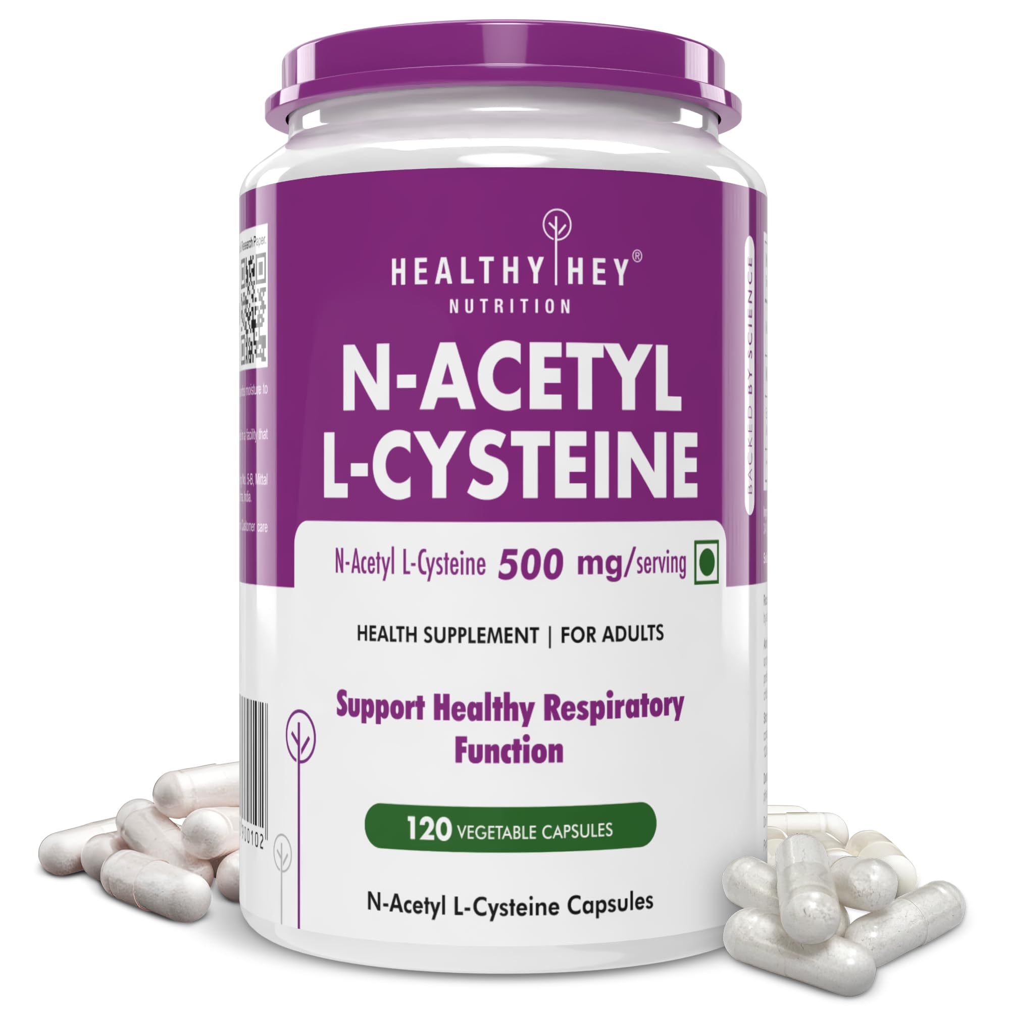 Healthyhey Nutrition N-Acetyl L-Cysteine (NAC) - Non-GMO - Gluten Free -Pack of 120 Veg. Capsules